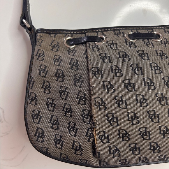 Dooney & Bourke Vintage Cloth Leather Trim Signature MonogramPurse Y2K-Pre Loved - Picture 7 of 16